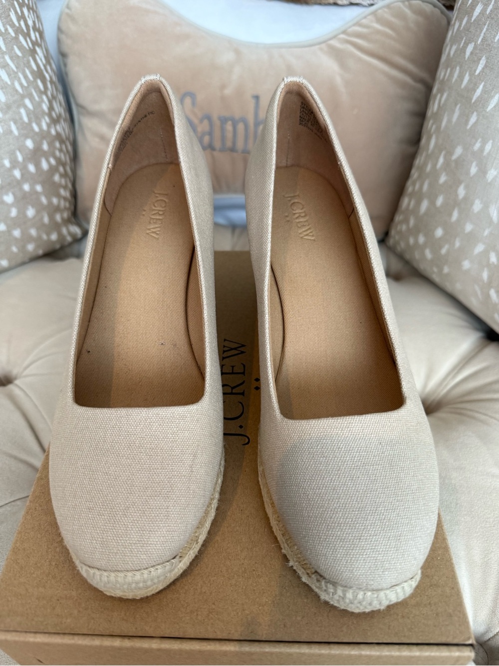 J. Crew Natural Canvas Espadrille Wedges